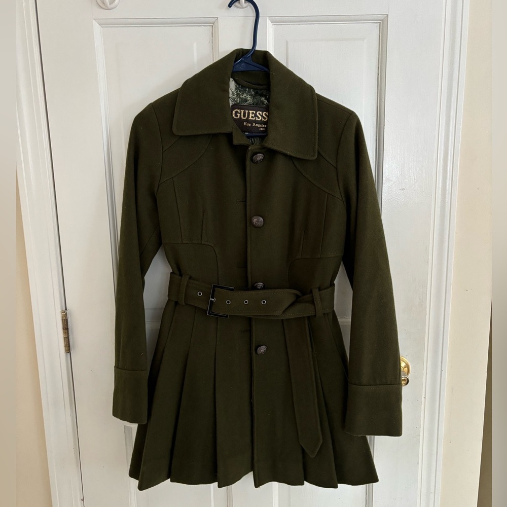 Guess Green Pleated Wool Jacket